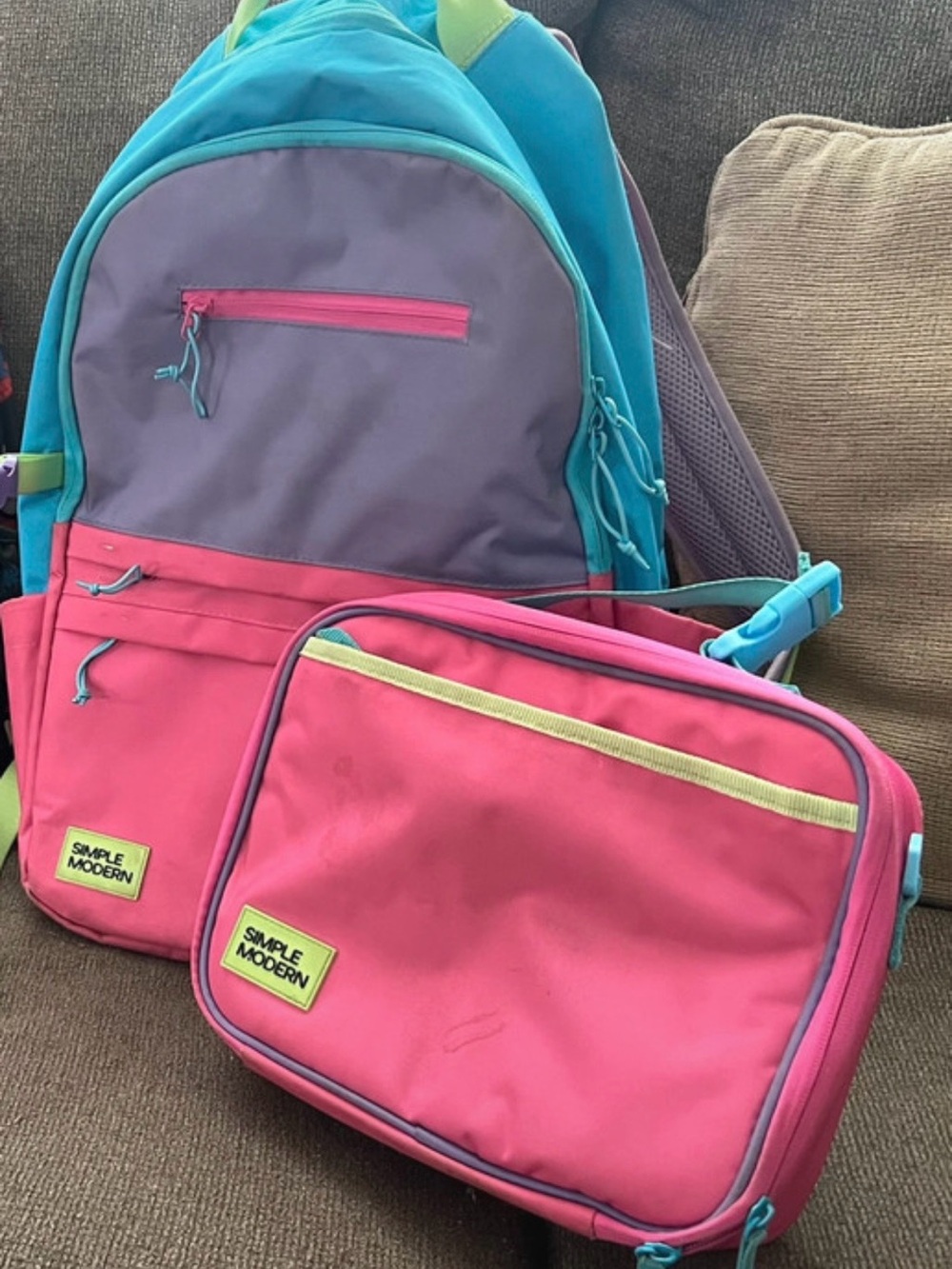 Kids Pink Lunch Bag and Backpack Set